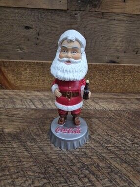 Rare Coca Cola Santa Claus Bobblehead Figurine with Bottle Cap Base New in Box